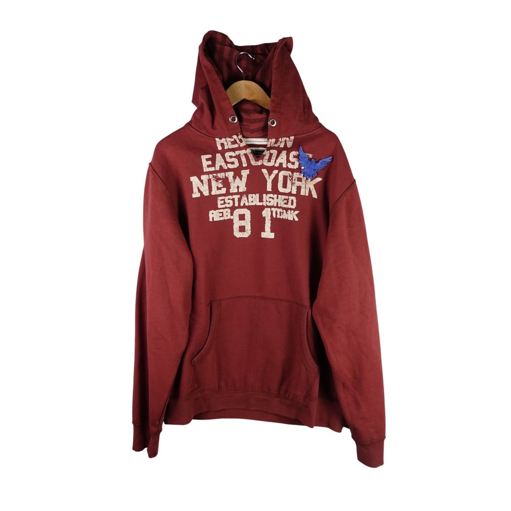 Company‎ 81 Mens Eastcoast New York Graphic Hoodie Burgundy Red XL Y2K